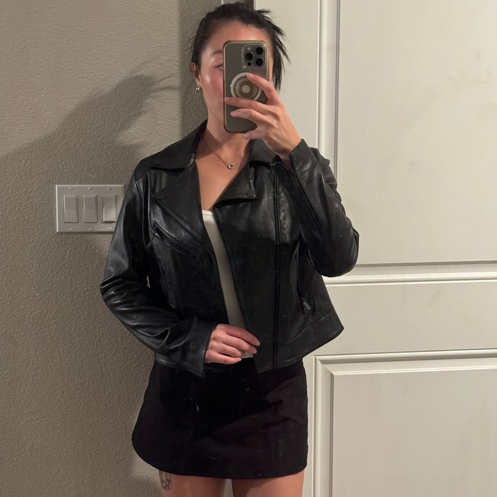 Halogen Black Leather Jacket